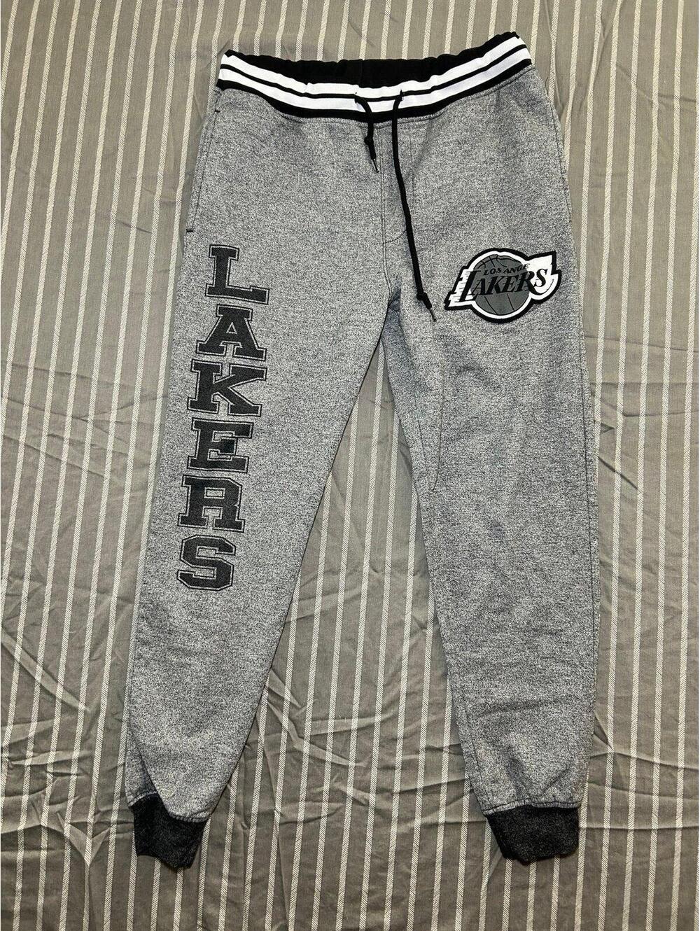 Lakers Sweatpants Mens Small Black/Gray/White Los Angeles NBA Pants